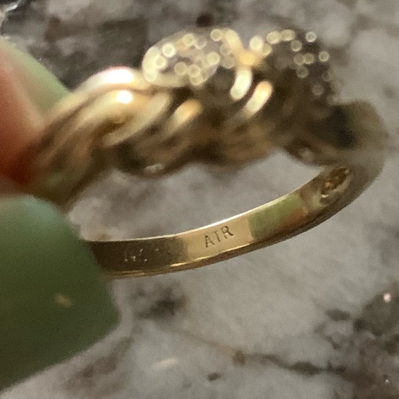 Vintage 14K Gold Diamond Double Heart Ring, Handmade, Stamped, Approx. Size 7.5 - Picture 5 of 10